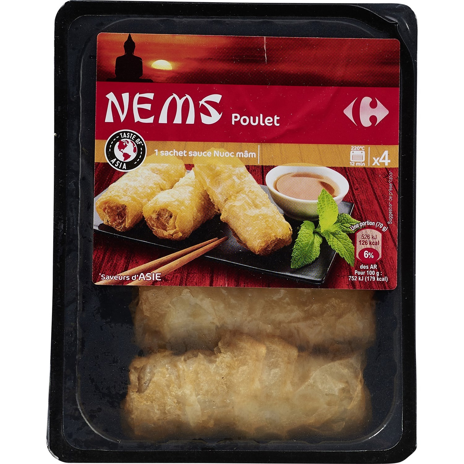 Nems poulet + sauce Nuoc mâm CARREFOUR