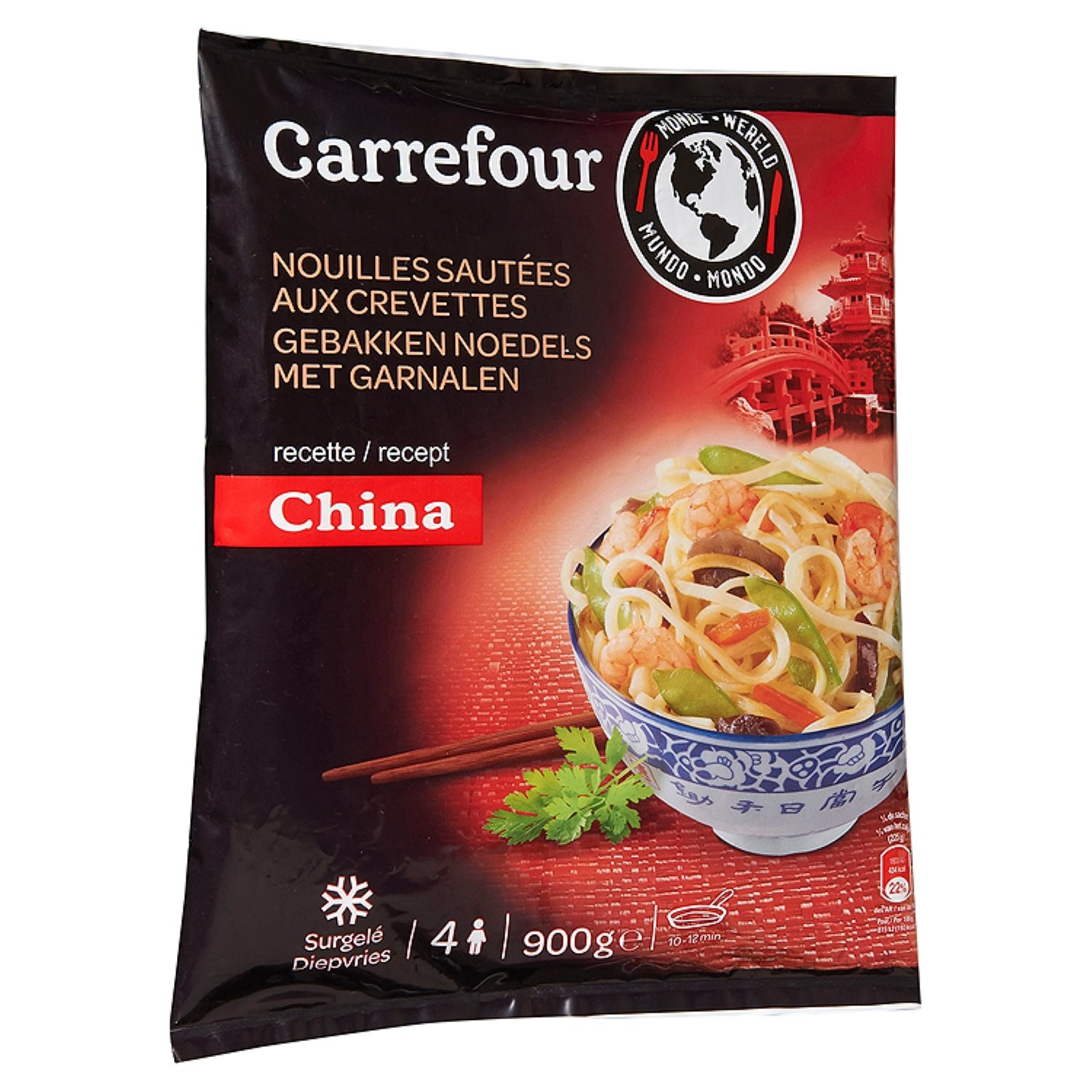 Plat cuisiné nouilles sautées aux crevettes CAR...