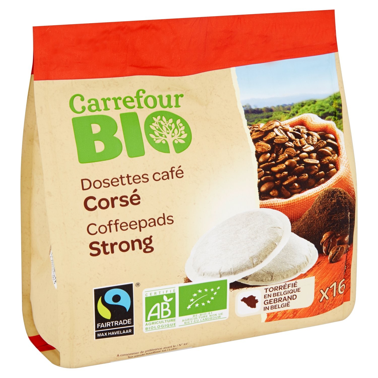 Café dosettes bio corsé CARREFOUR BIO