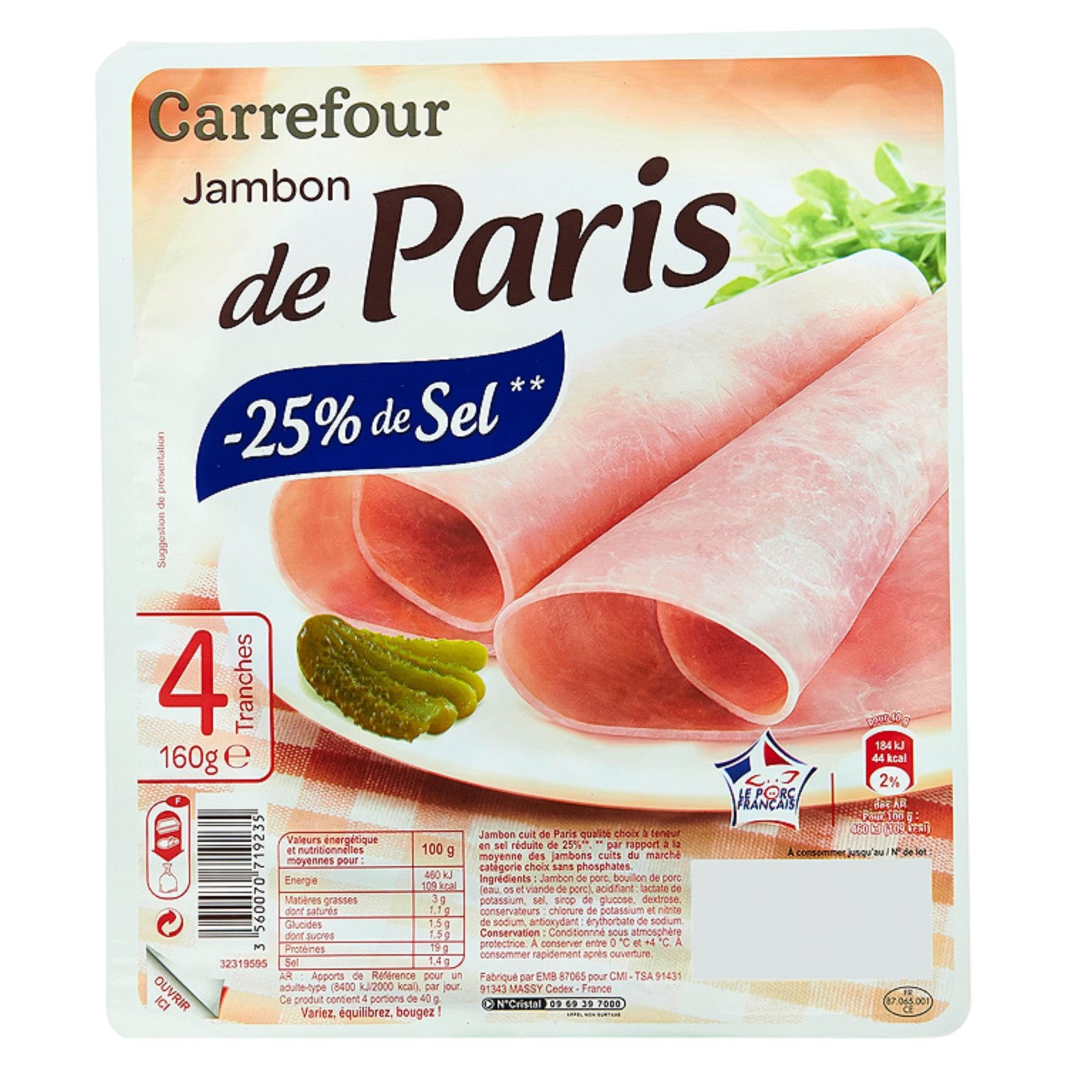 Jambon -25% de sel CARREFOUR