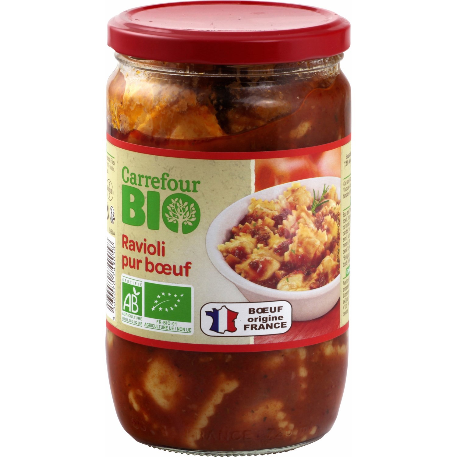Plat cuisiné ravioli pur bœuf CARREFOUR BIO
