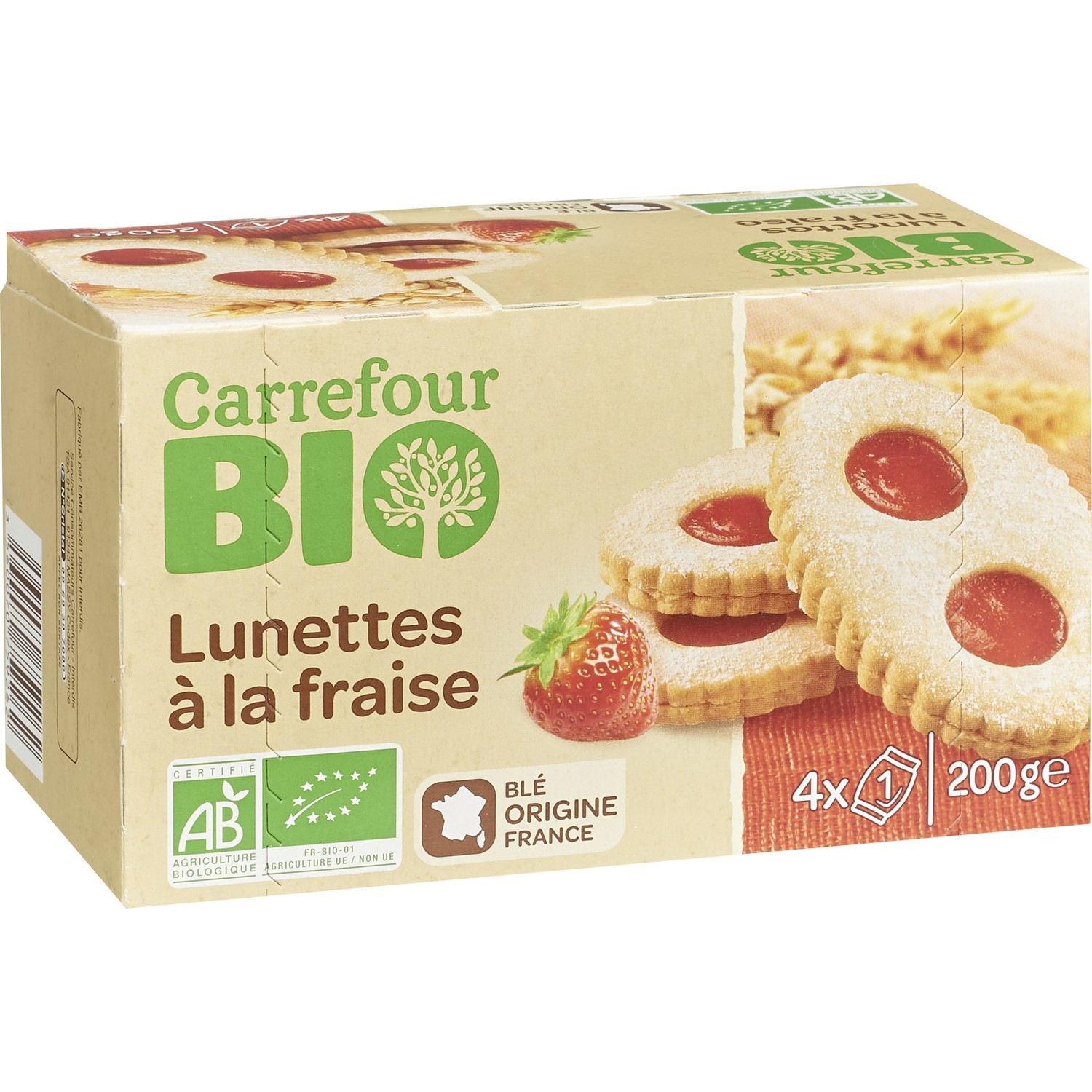 Biscuits Lunettes à la fraise CARREFOUR BIO