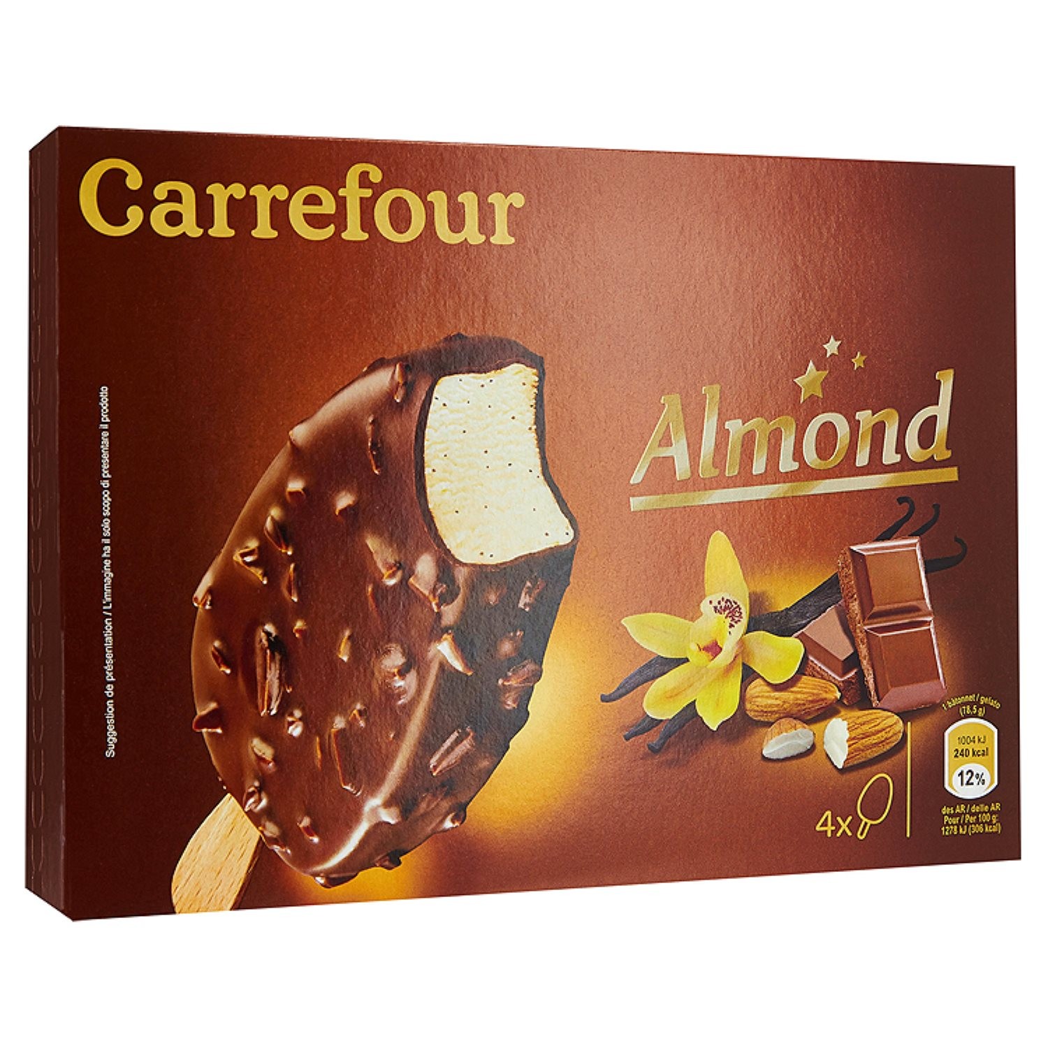 Glaces vanille chocolat au lait amand CARREFOUR