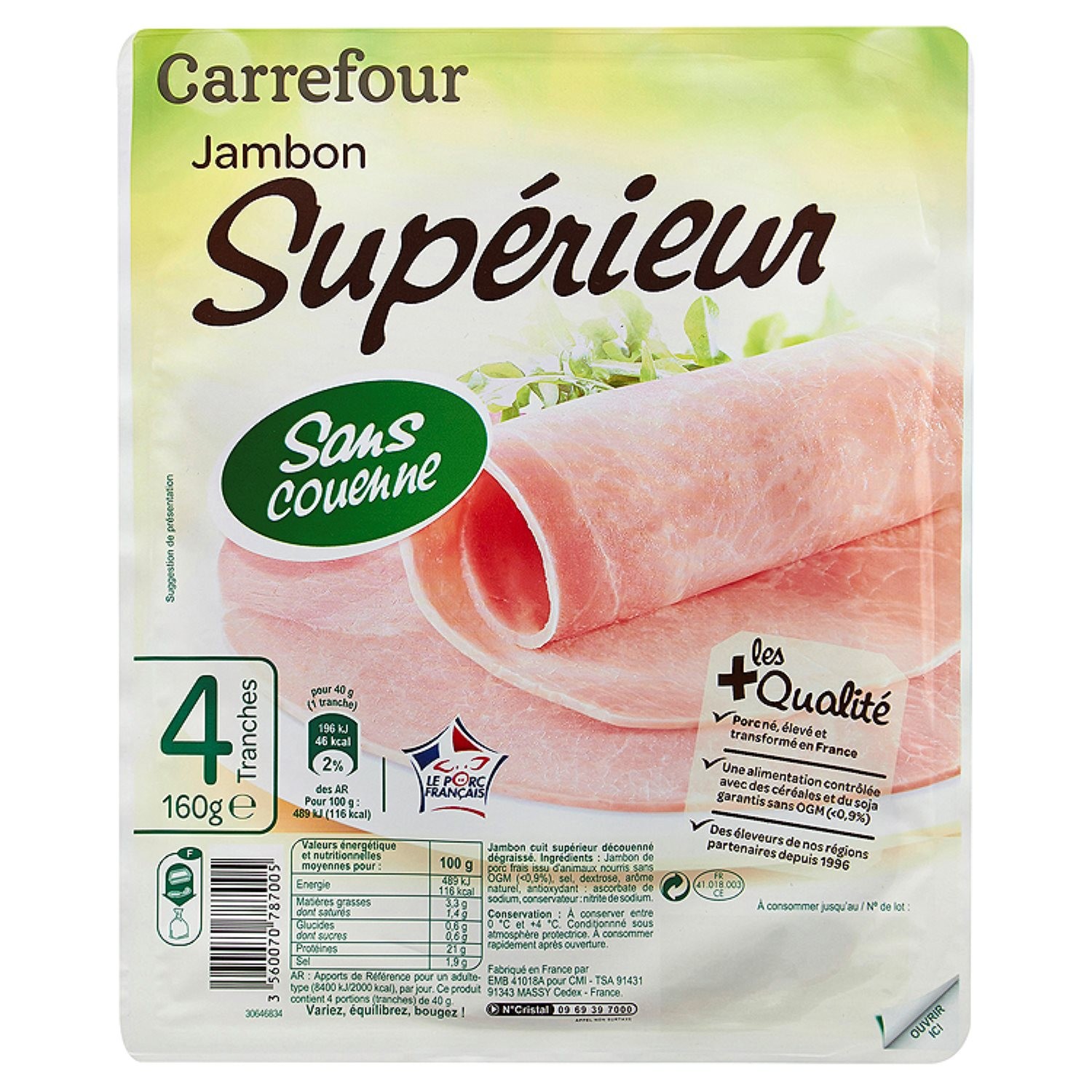 Jambon sans couenne FILIERE QUALITE CARREFOUR