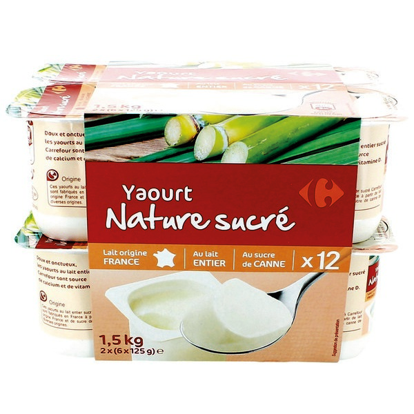 YAOURT NATURE SUCRÉ CARREFOUR