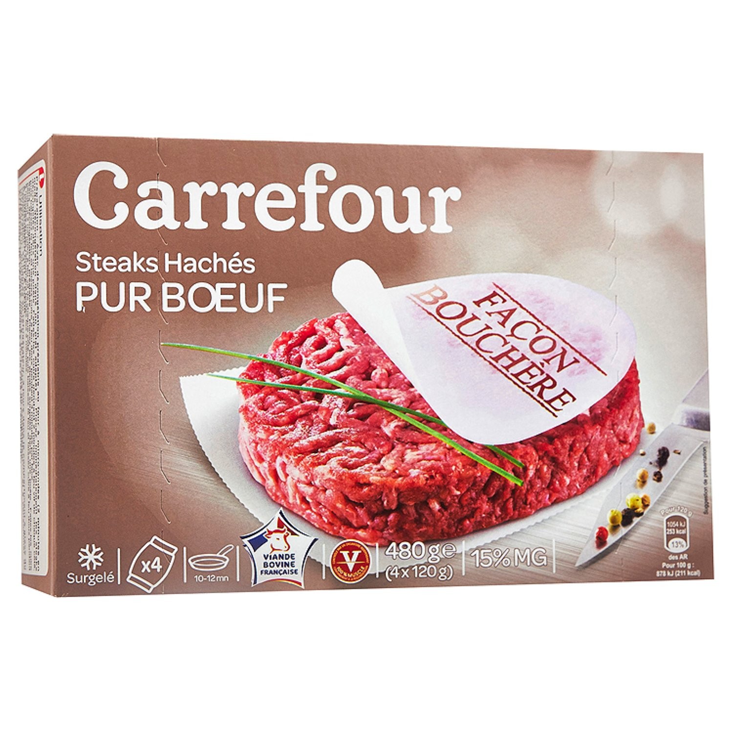 Steak haché pur bœuf façon bouchère CARREFOUR 3560070816903 CARREFOUR Steak haché pur bœuf façon bouchère CARREFOUR 3560070816903 CARREFOUR