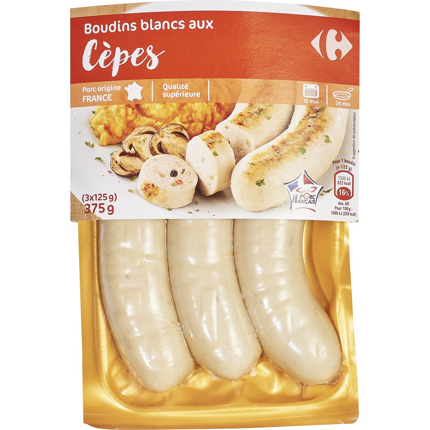 Boudins blancs aux cèpes CARREFOUR