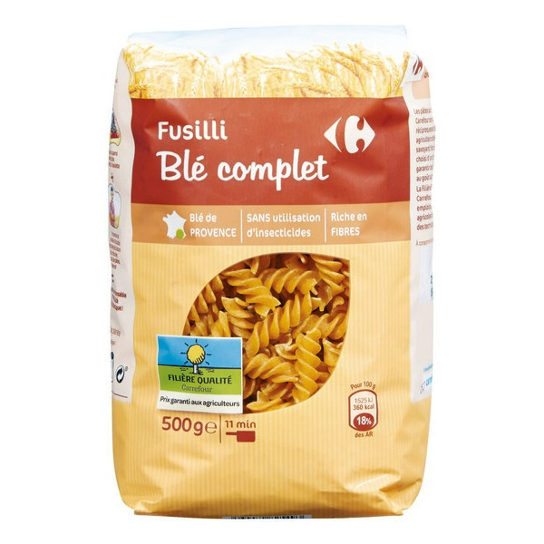 PÂTES AU BLÉ COMPLET FILIÈRE QUALITÉ CARREFOUR