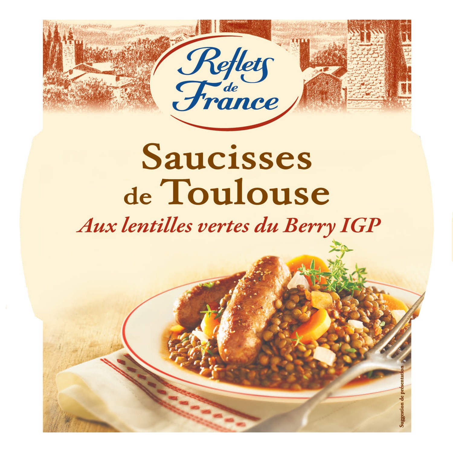 Plat cuisiné saucisses Toulouse lentilles REFLE...