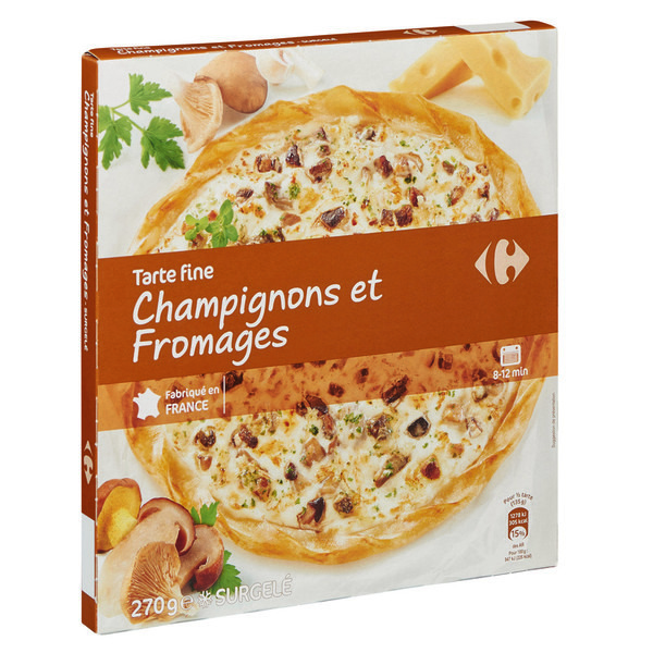 Tarte fine Champignons et Fromages surgelée
