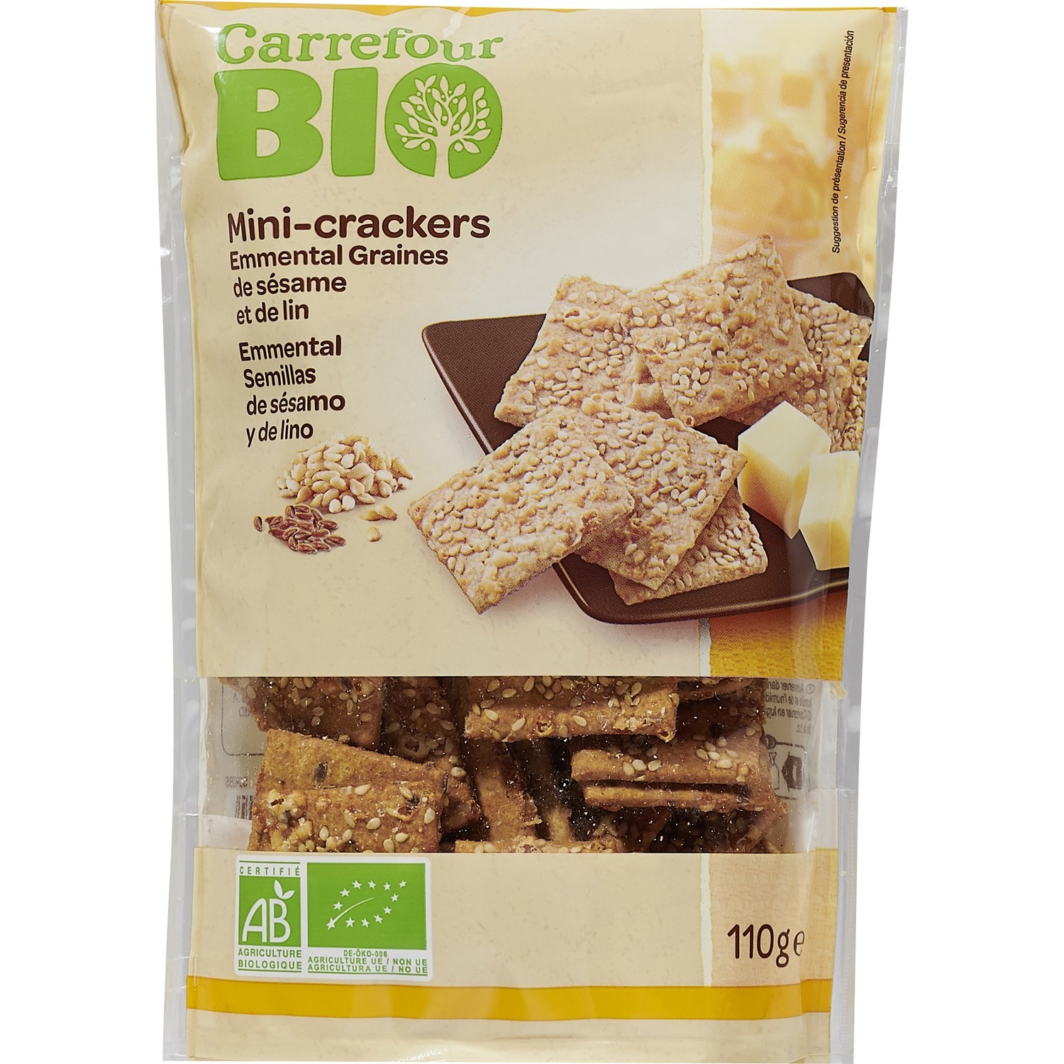 Mini-crackers bio emmental sésame lin CARREFOUR...