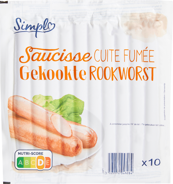 SIMPL Saucisse cuite fumée code EAN 3560070948284 