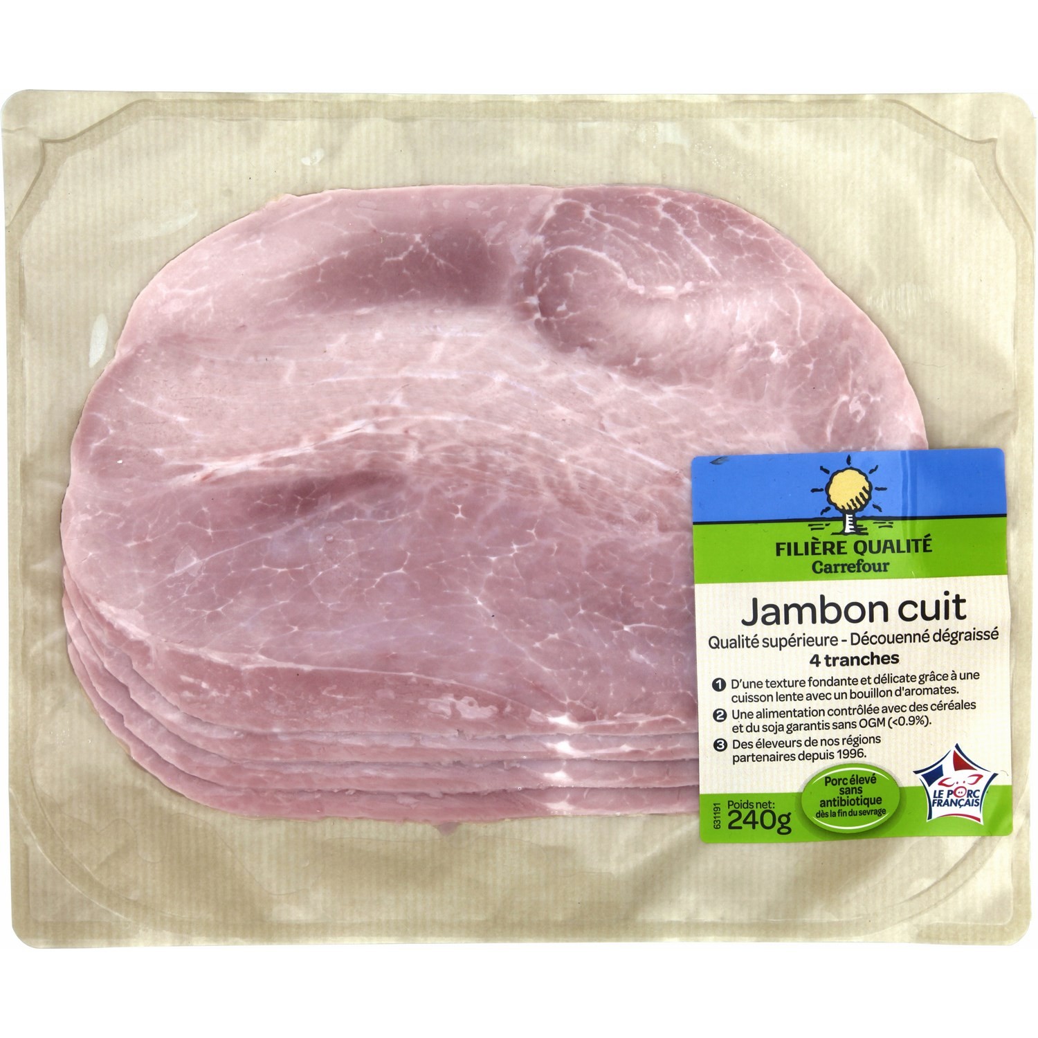 Jambon découenné sans antiobiotique FILIERE QUA...