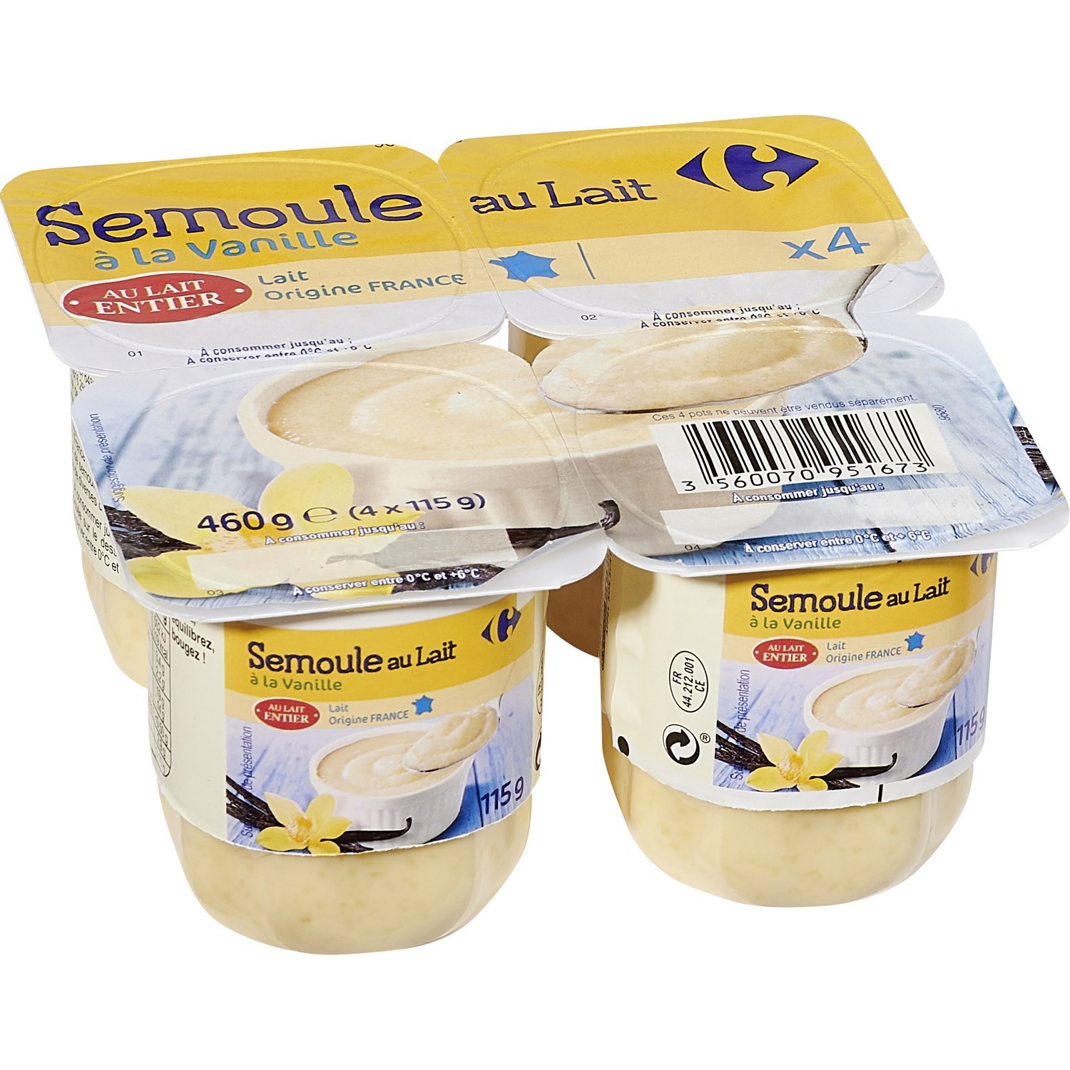 Semoule au lait vanille CARREFOUR