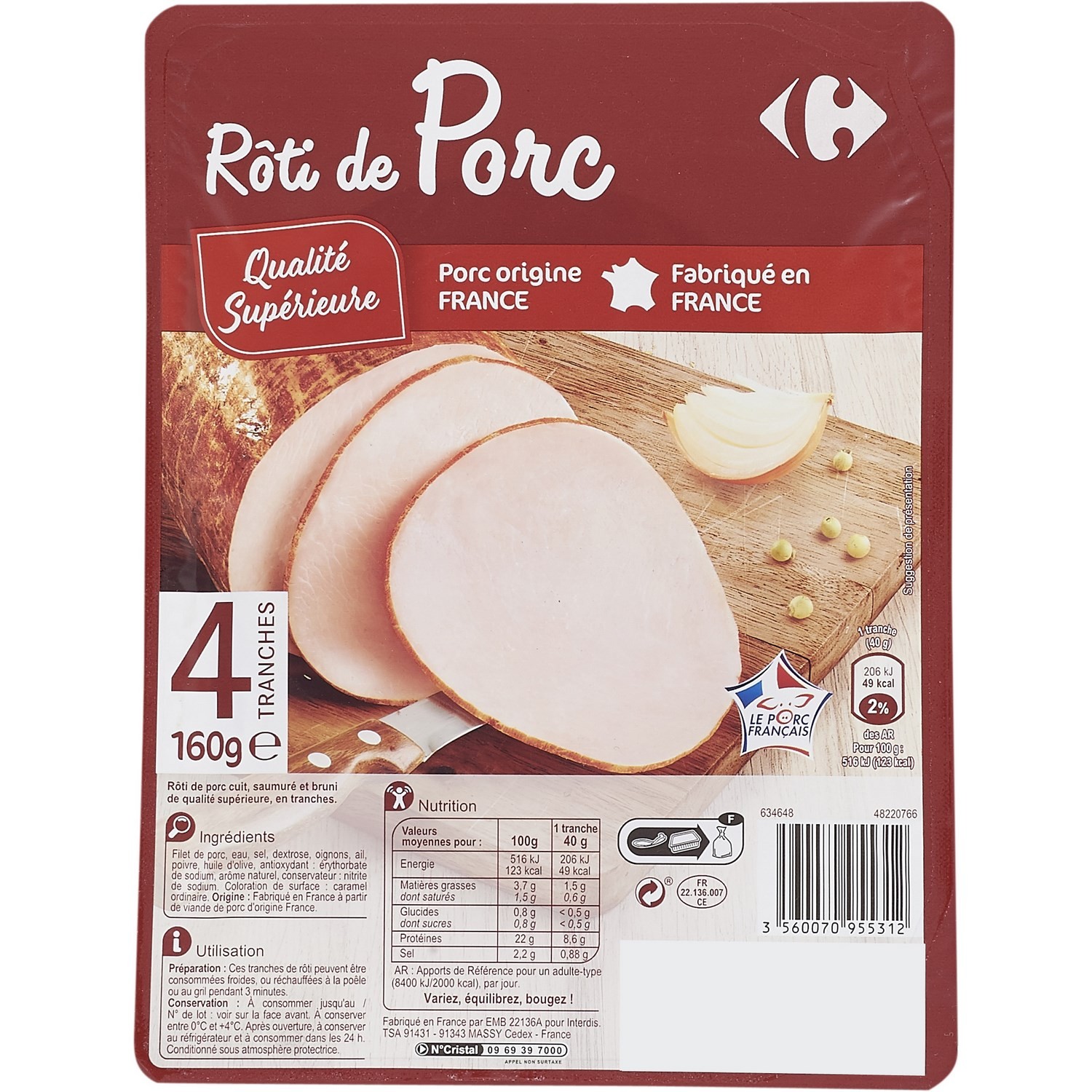 Rôti de porc qualité supérieure CARREFOUR