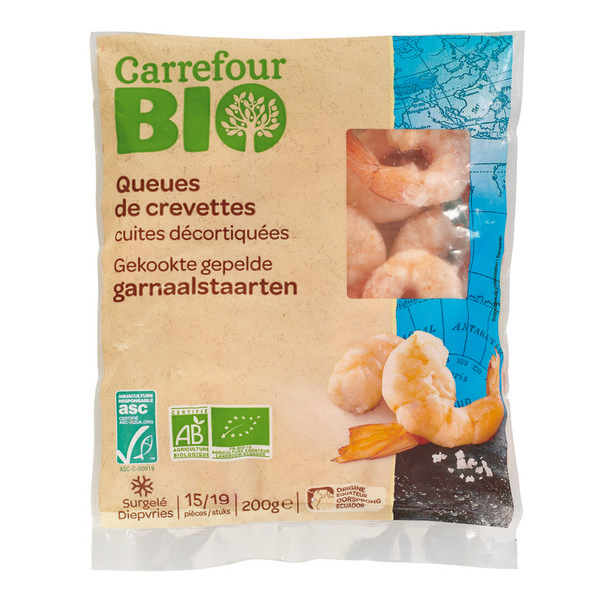 Queue de crevette cuite décortiquée surgelée