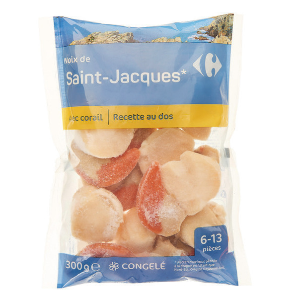 Noix de Saint-Jacques avec corail surgelées