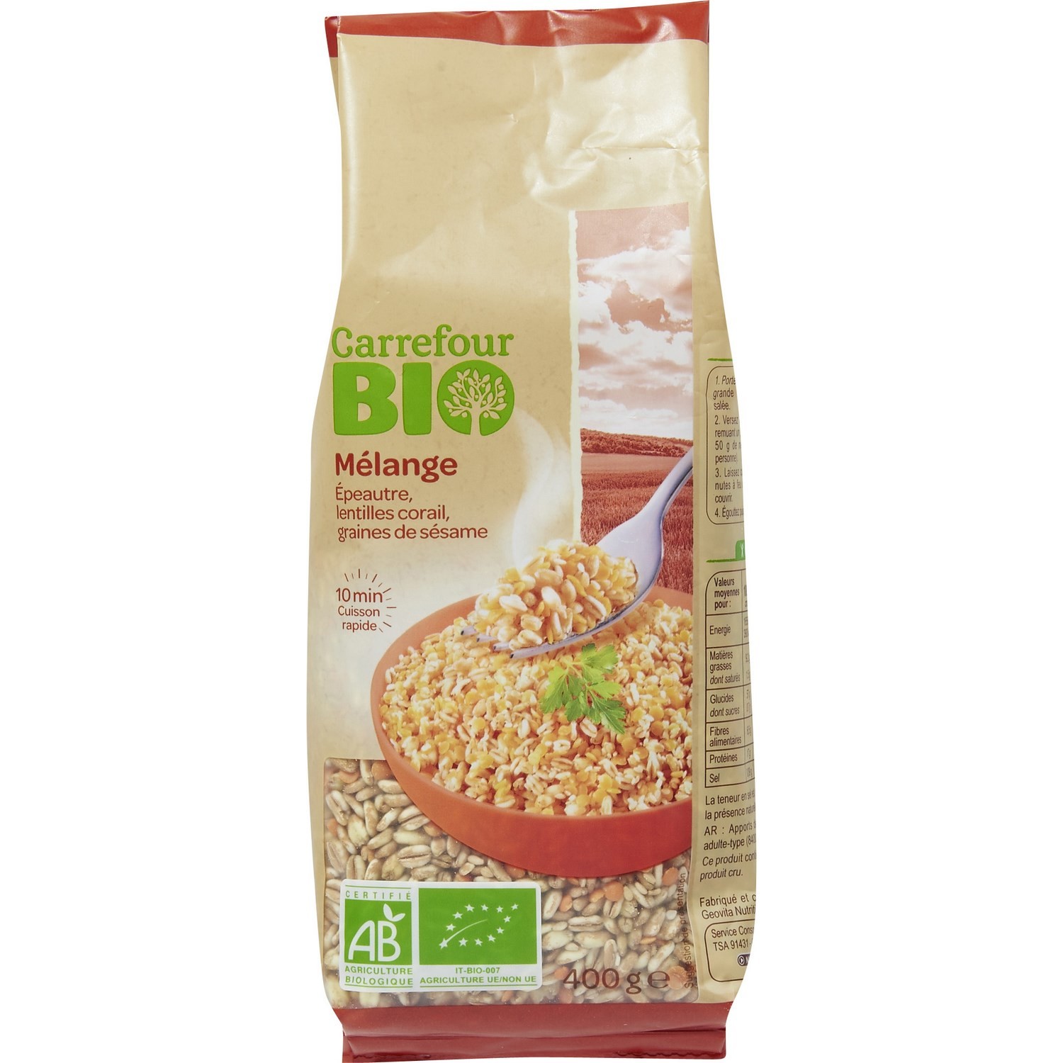 Mélange épeautre lentilles sésame CARREFOUR BIO