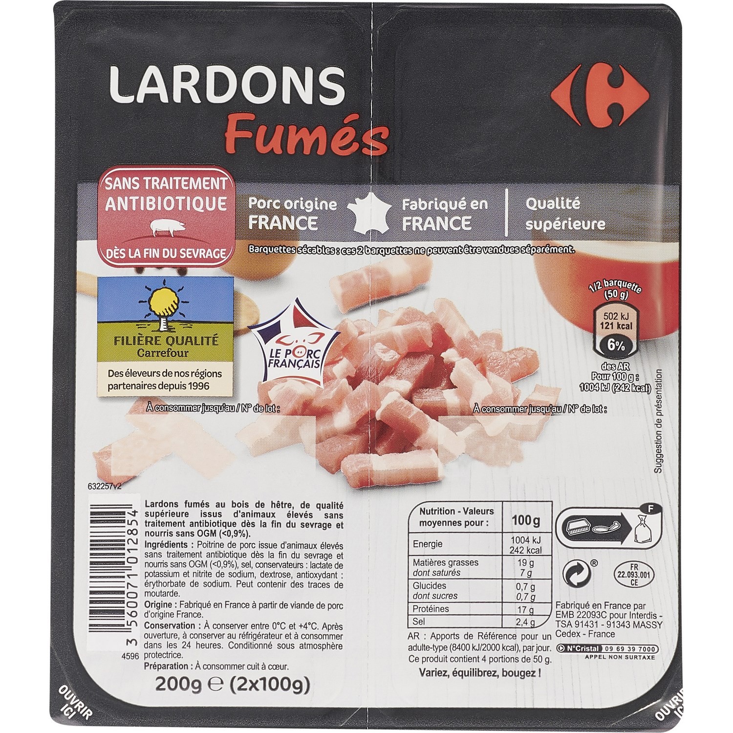 Lardons fumés FILIERE QUALITE CARREFOUR