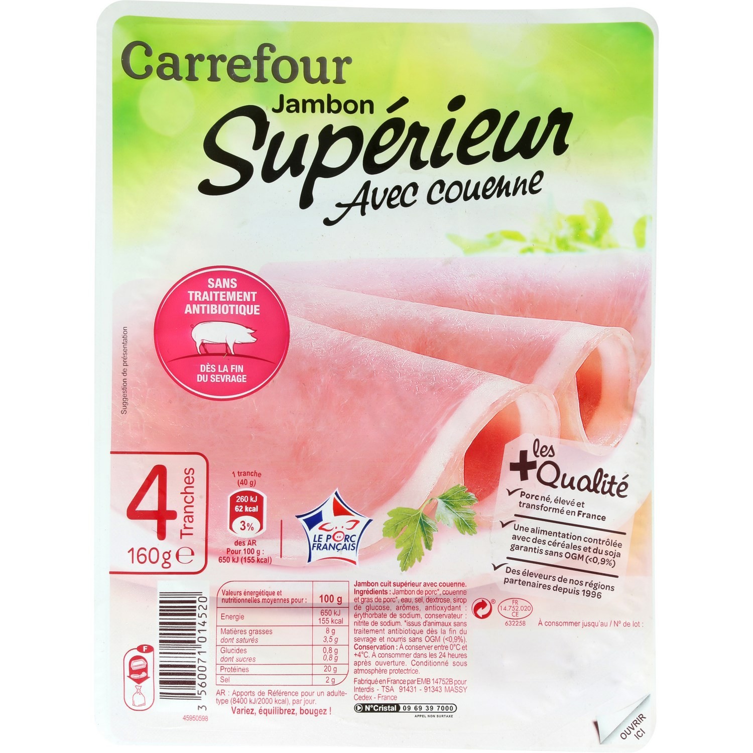 Jambon cuit supérieur a/couenne FILIERE QUALITE...
