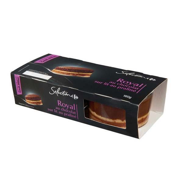 Royal au chocolat sur lit au praliné