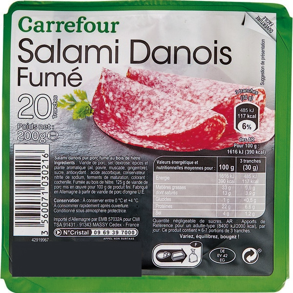 carrefour SALAMI DANOIS CARREFOUR code EAN 3560071030216 