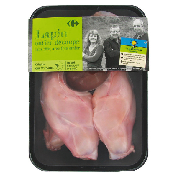 Lapin entier découpé Filière Qualité