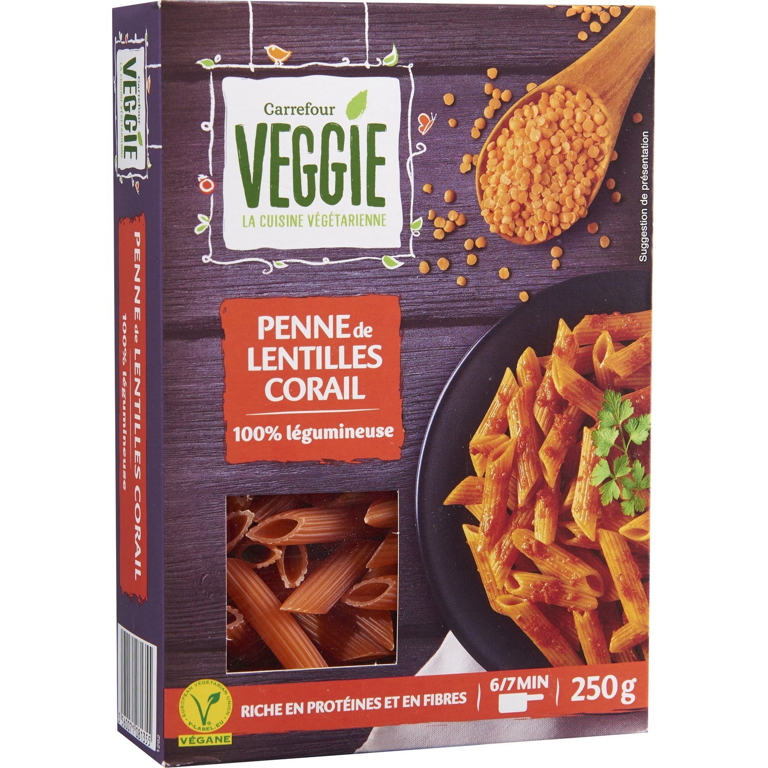 Penne de lentilles corail CARREFOUR VEGGIE