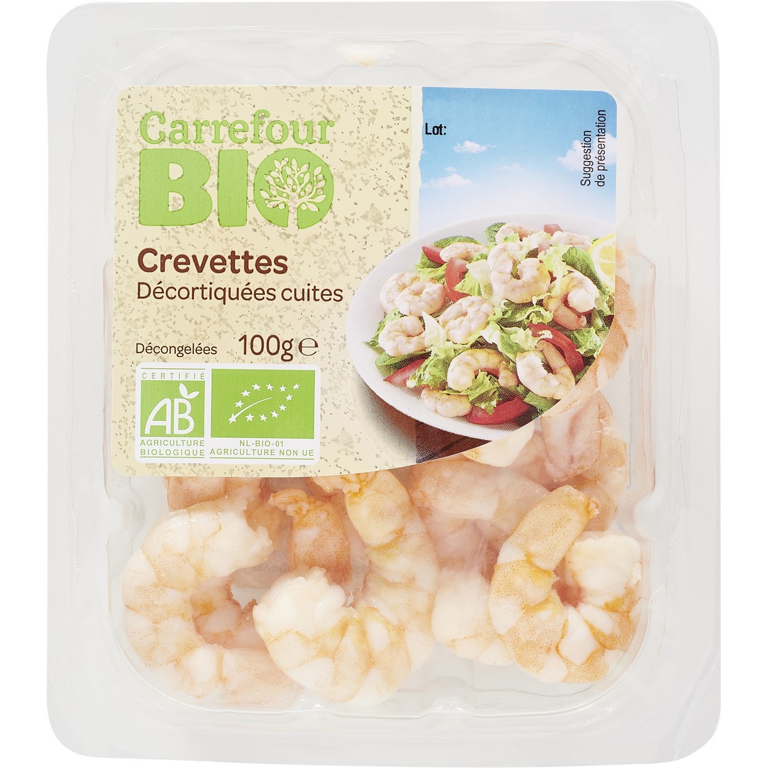 Crevettes décortiquées cuites CARREFOUR BIO