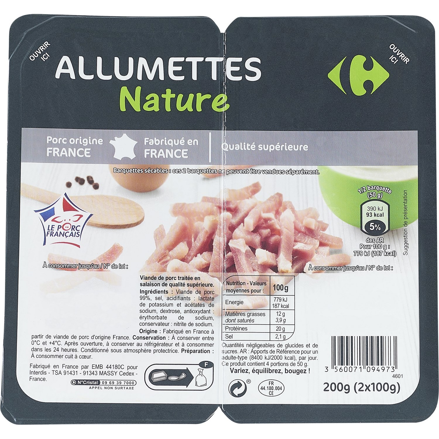 Allumettes nature CARREFOUR