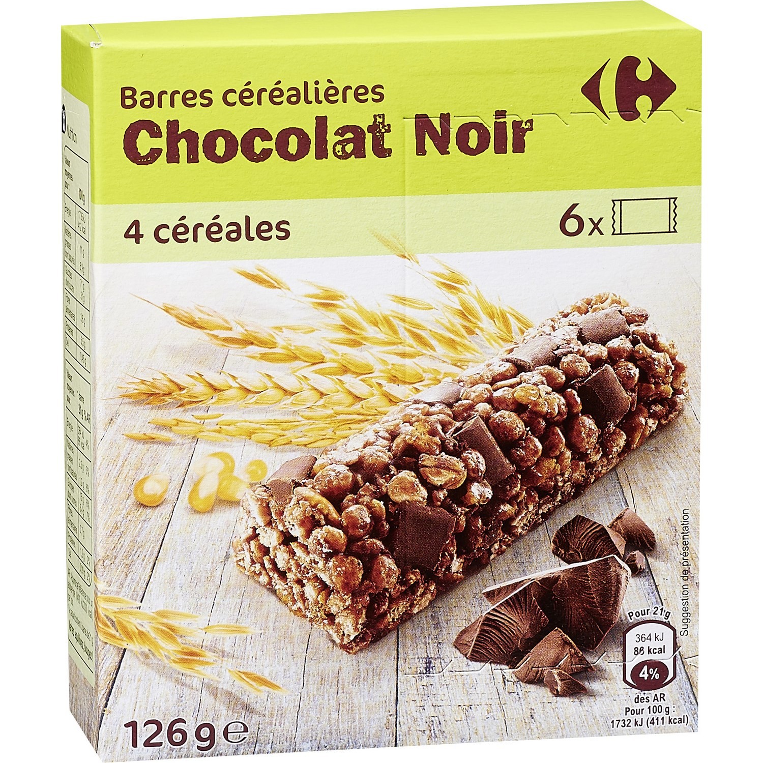 Barres de céréales chocolat noir CARREFOUR