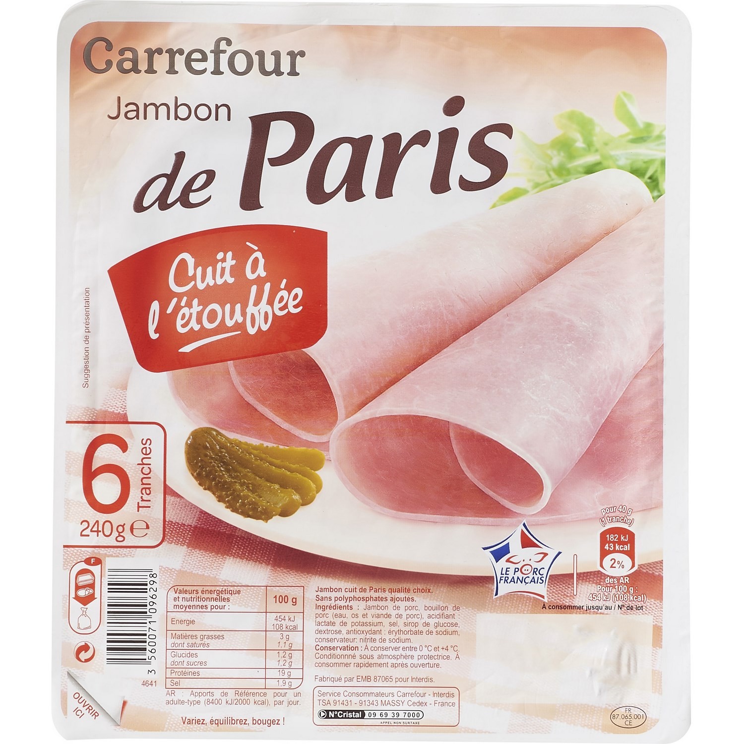 Jambon de Paris à l'étouffée CARREFOUR