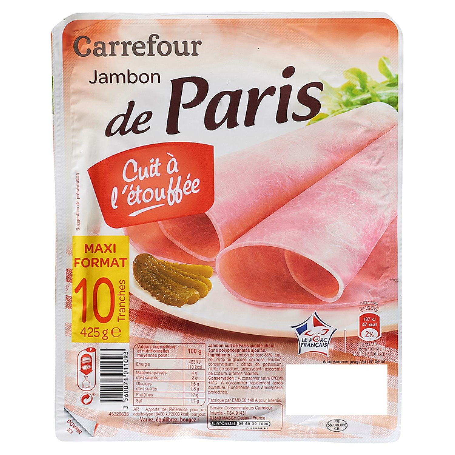 Jambon de Paris cuit à l'étouffée CARREFOUR