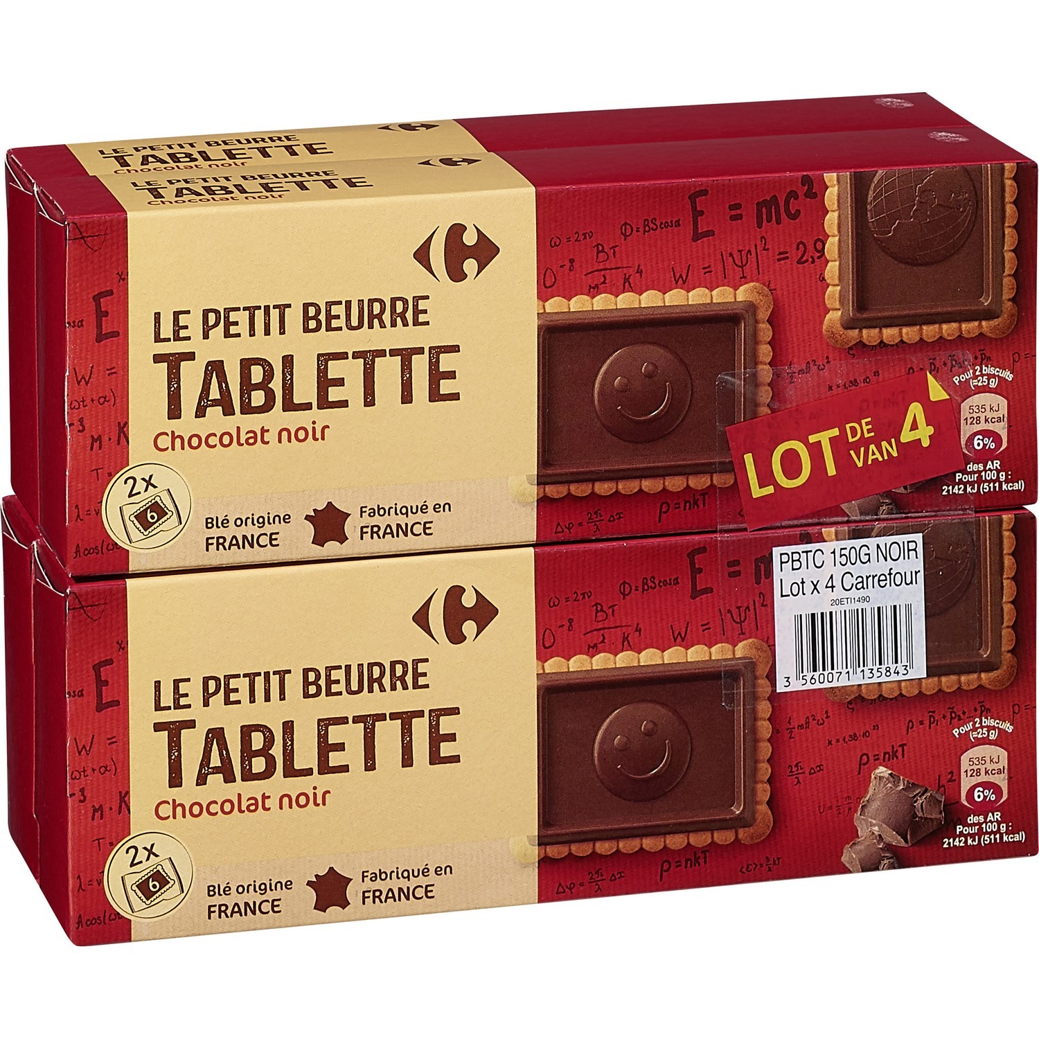 Biscuits Petit Beurre chocolat noir CARREFOUR