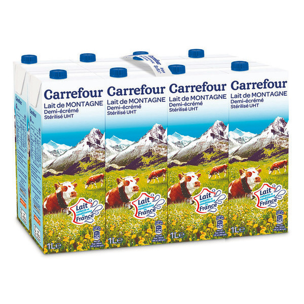 Lait de montagne U.H.T. demi-écrémé