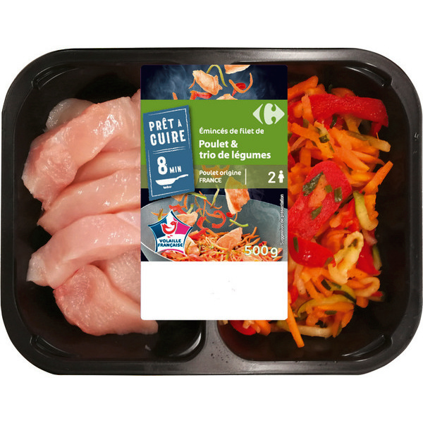 Éminces de filet de poulet & trio de légumes