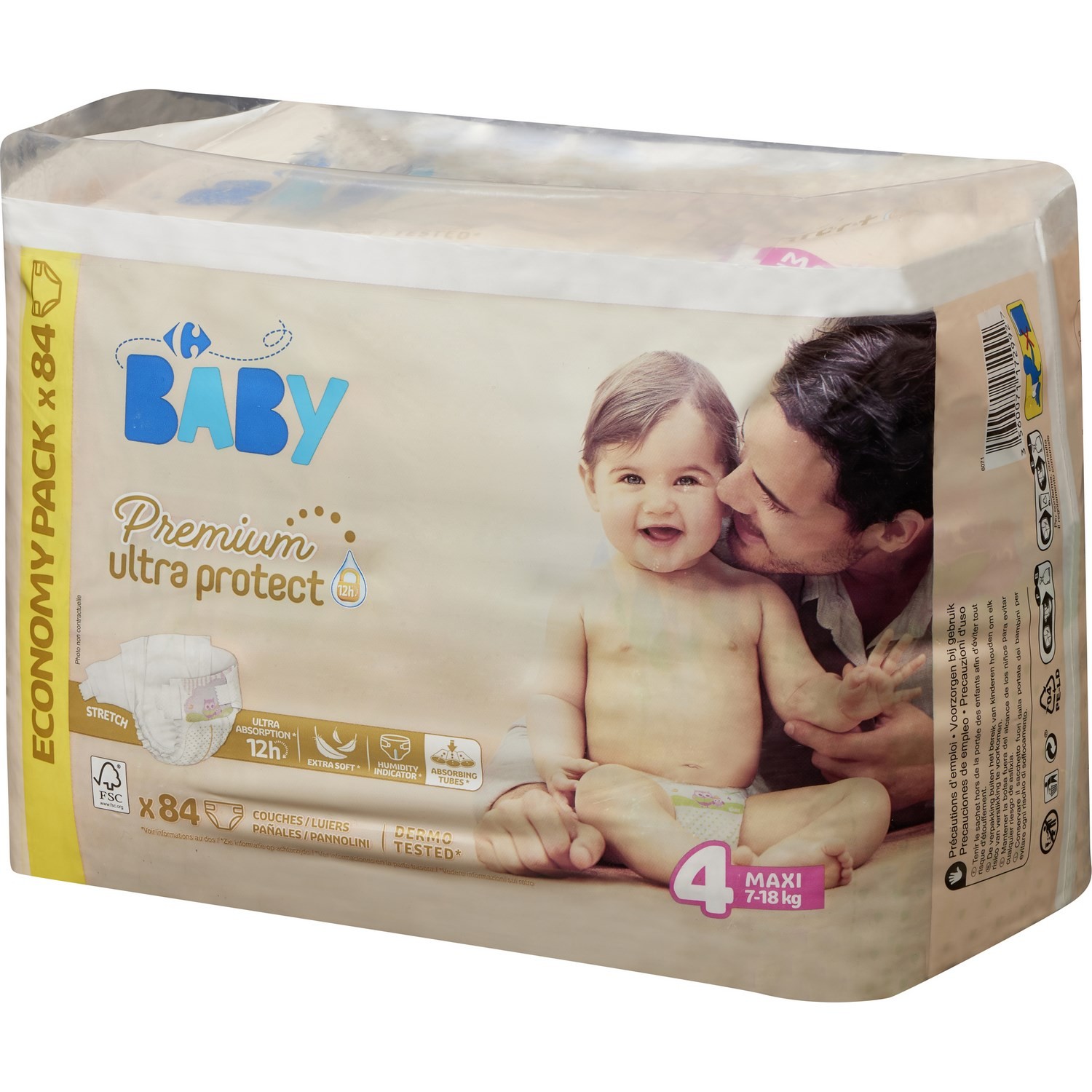 Couches Premium Ultra Protect T4 : 7-18 kg CARR...