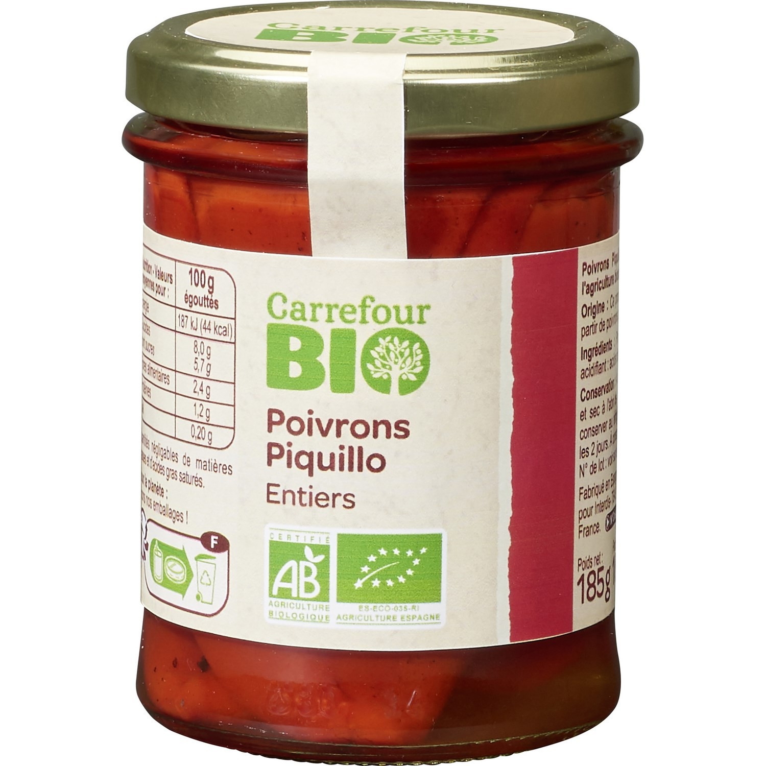 Poivrons bio Piquillo entiers CARREFOUR BIO