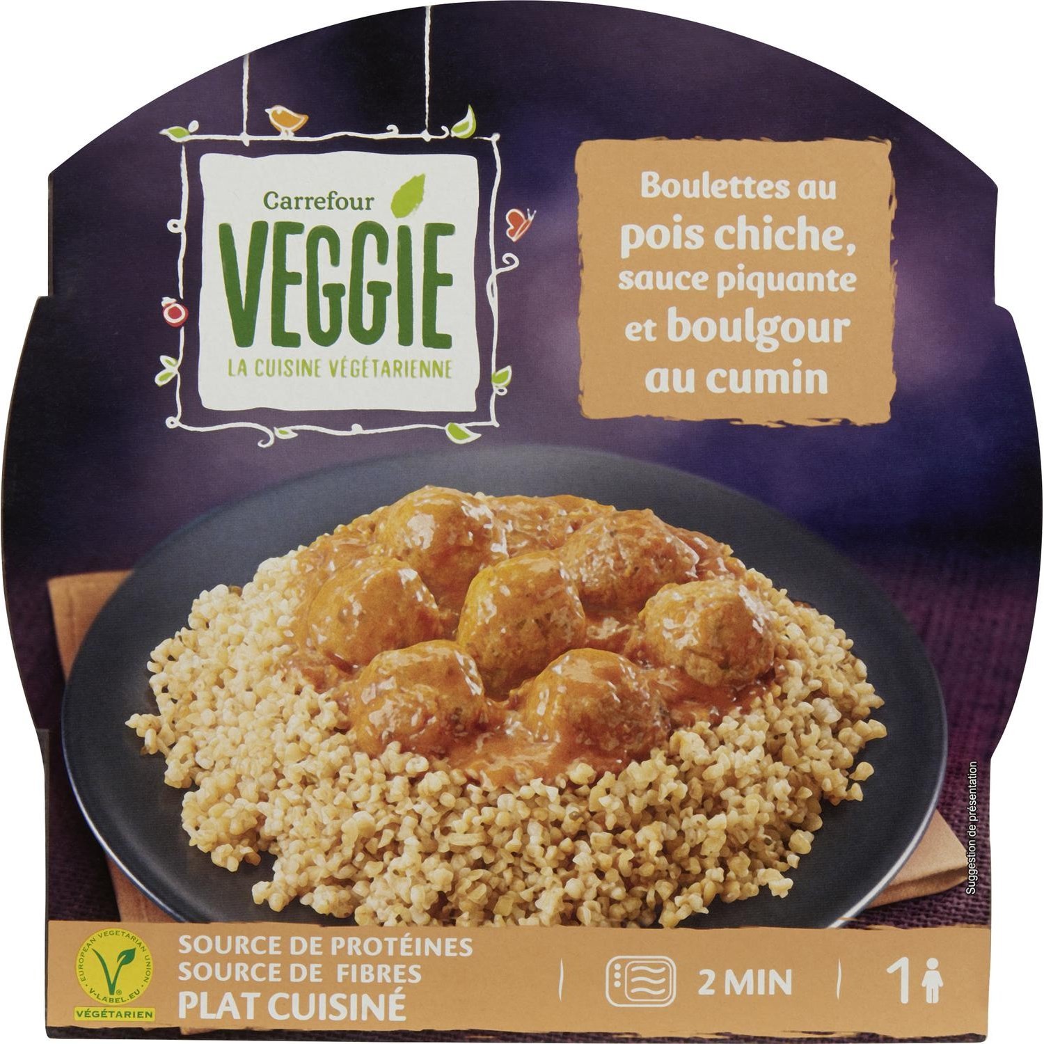 Plat cuisiné boulettes pois chiche boulgour CAR...