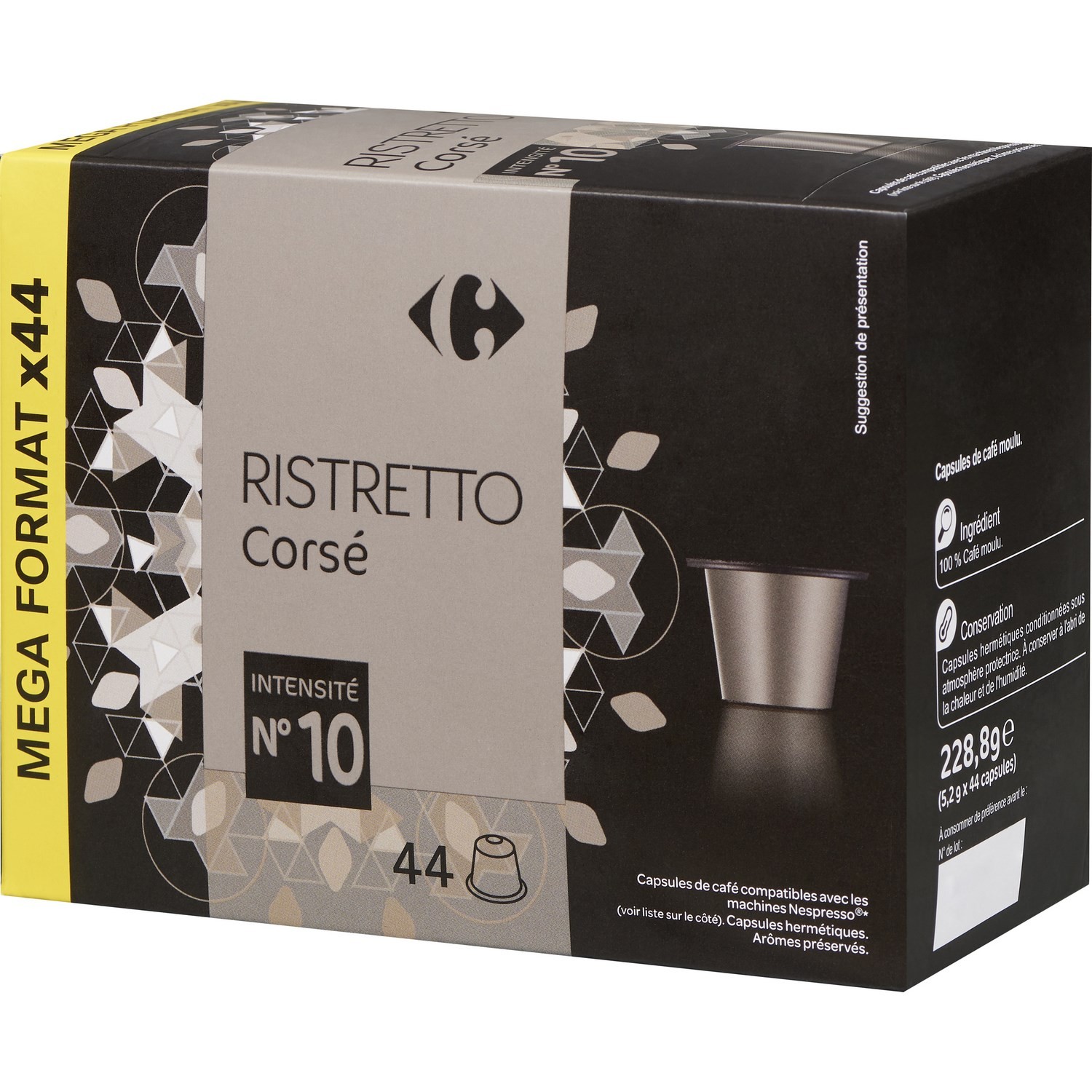 Café capsules Ristretto Corsé CARREFOUR