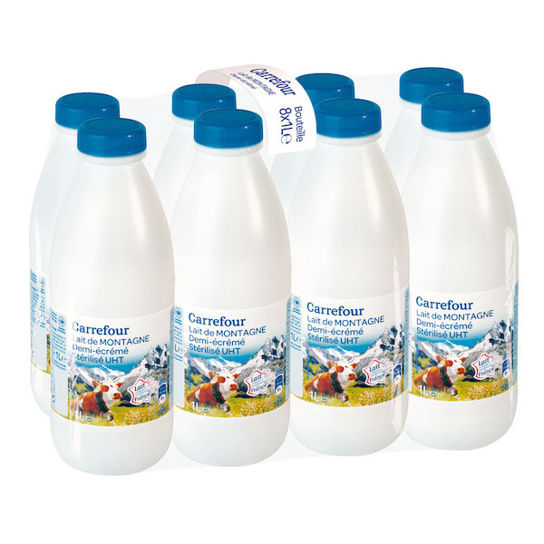 LAIT DEMI-ÉCRÉMÉ U.H.T DE MONTAGNE CARREFOUR