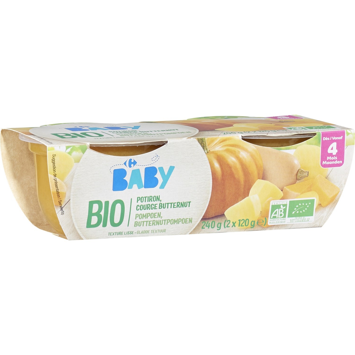 Plat bébé bio dès 4 mois courge butternut sans gluten CARREFOUR BABY 3560071206369 CARREFOUR BABY Plat bébé bio dès 4 mois courge butternut sans gluten CARREFOUR BABY 3560071206369 CARREFOUR BABY