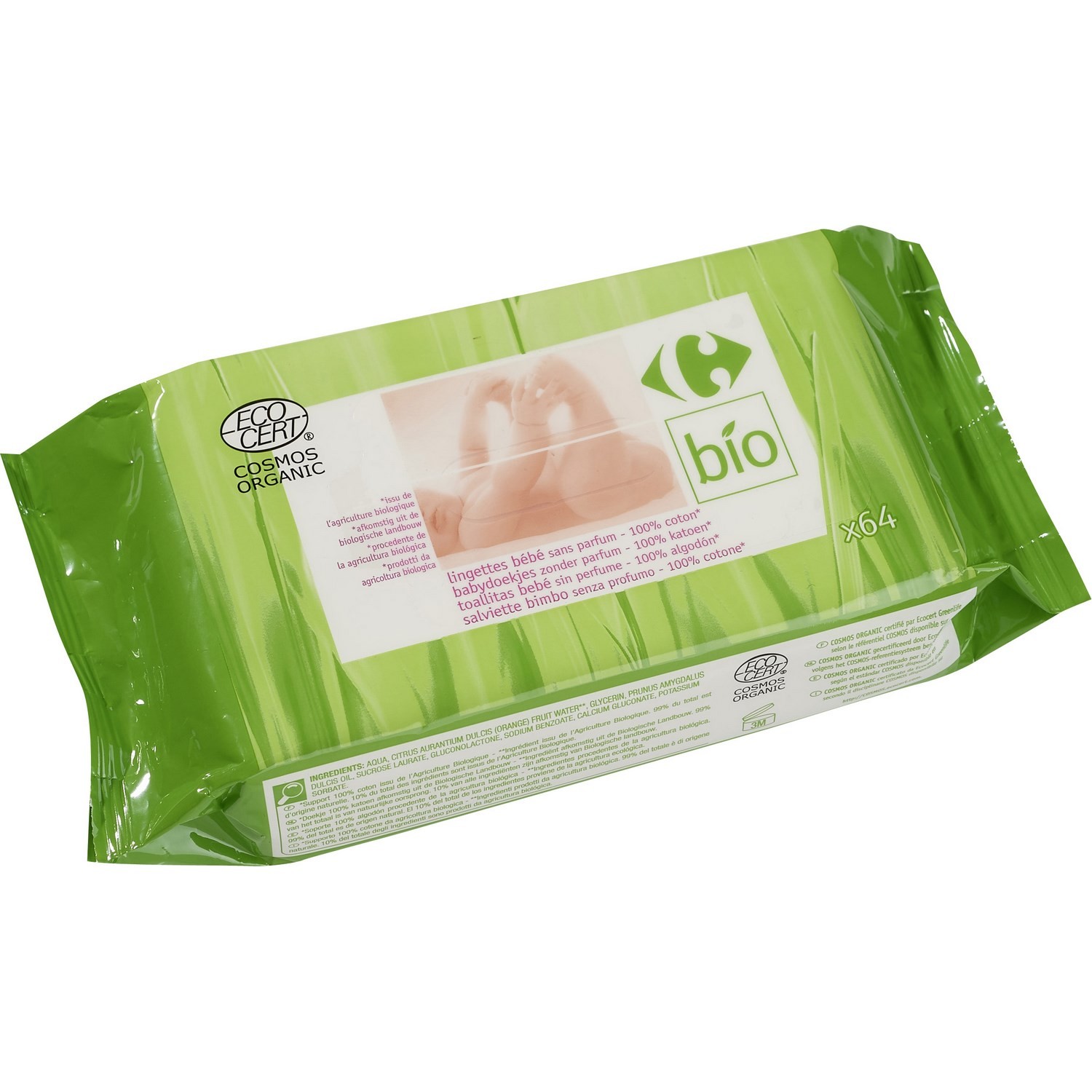 Lingettes bébé sans parfum CARREFOUR BIO