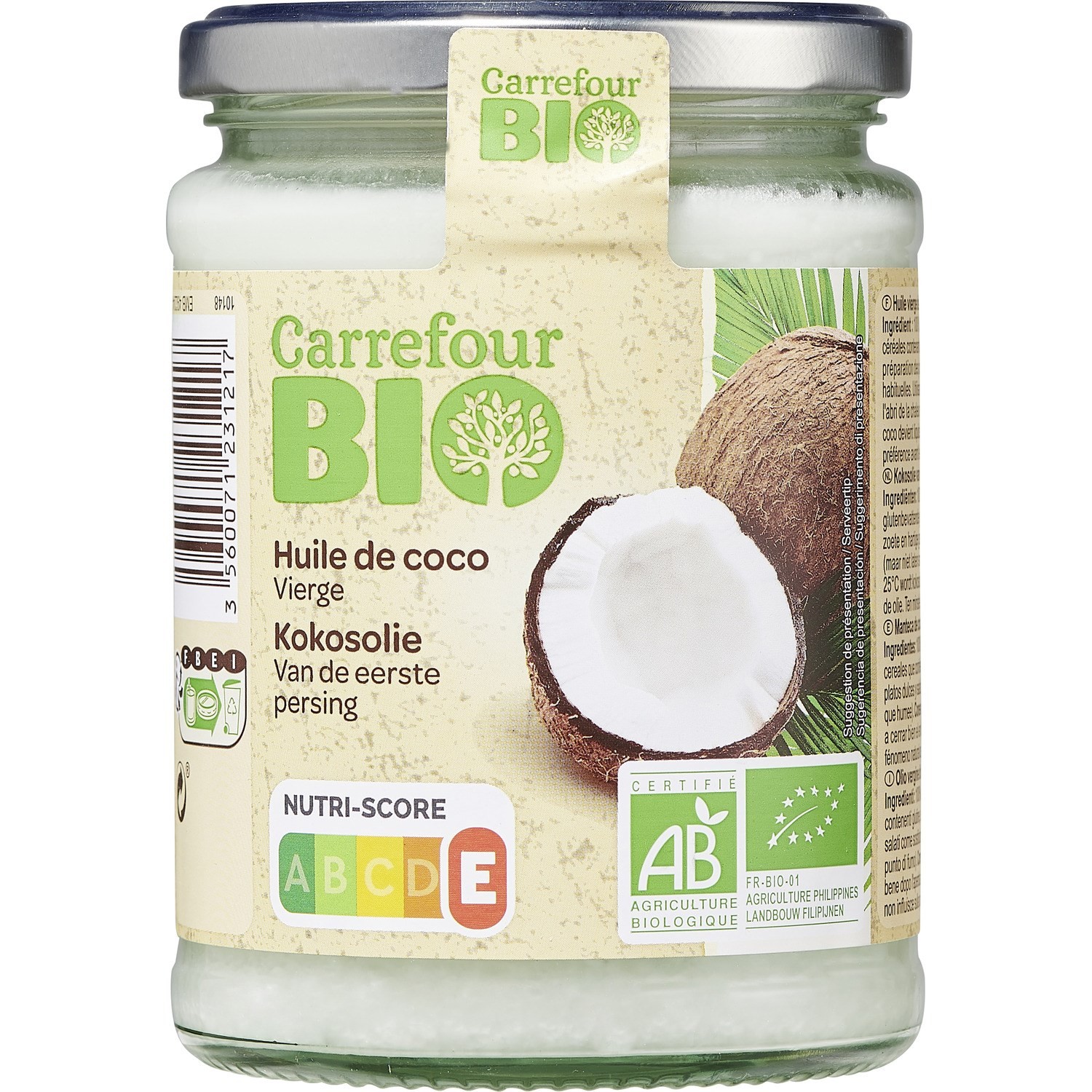 Huile bio de coco vierge CARREFOUR BIO