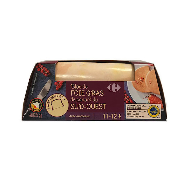 Bloc de foie gras de canard avec 30% de morceaux