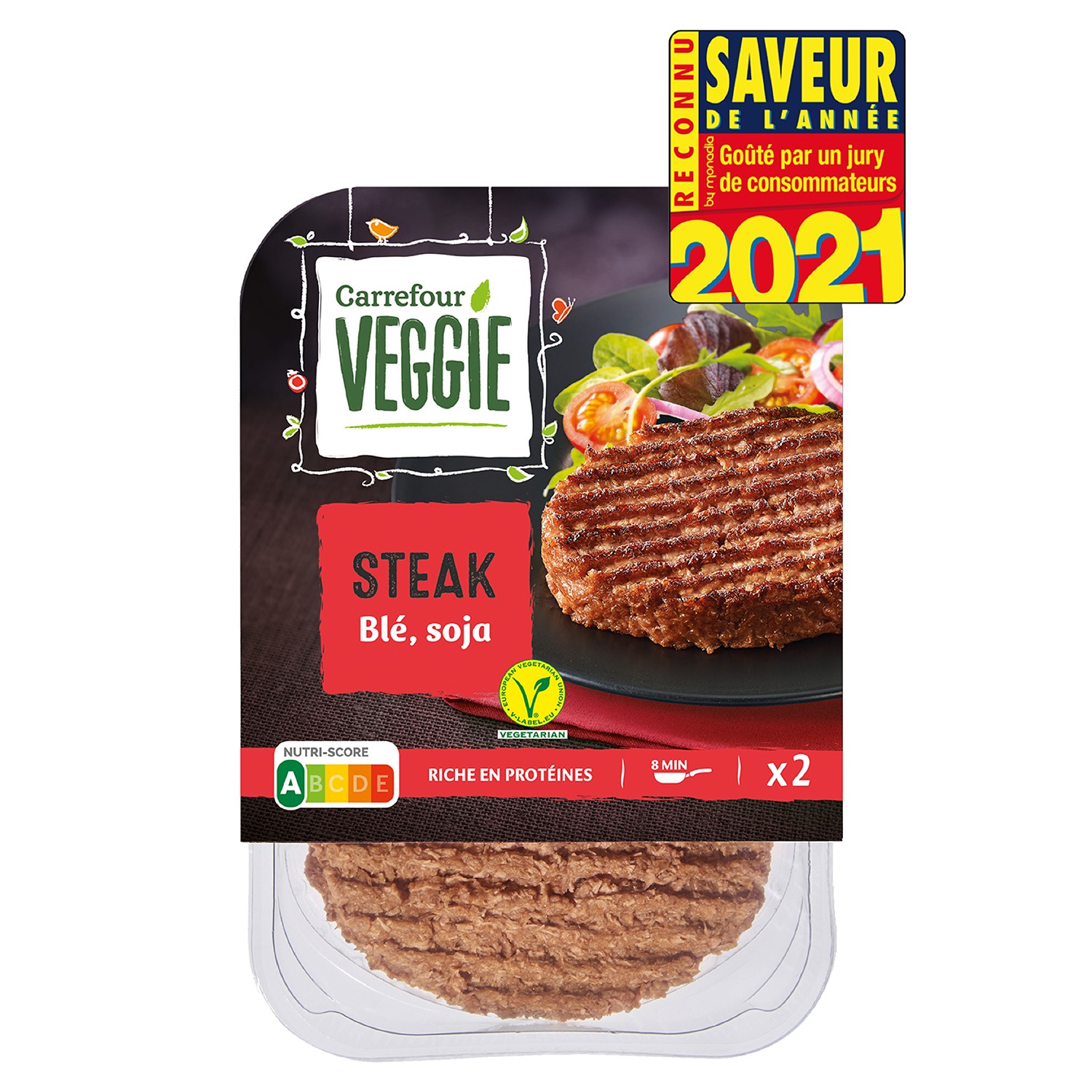 Steak végétal blé soja CARREFOUR VEGGIE