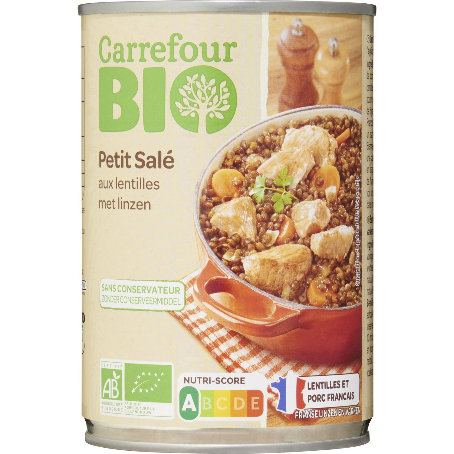 Plat cuisiné bio petit salé lentilles CARREFOUR...