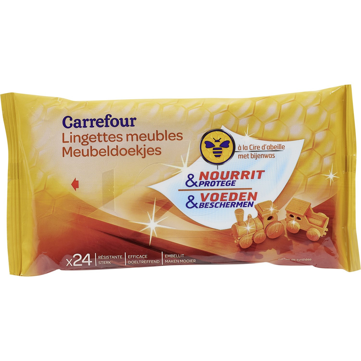Lingettes meubles à la cire d'abeille CARREFOUR