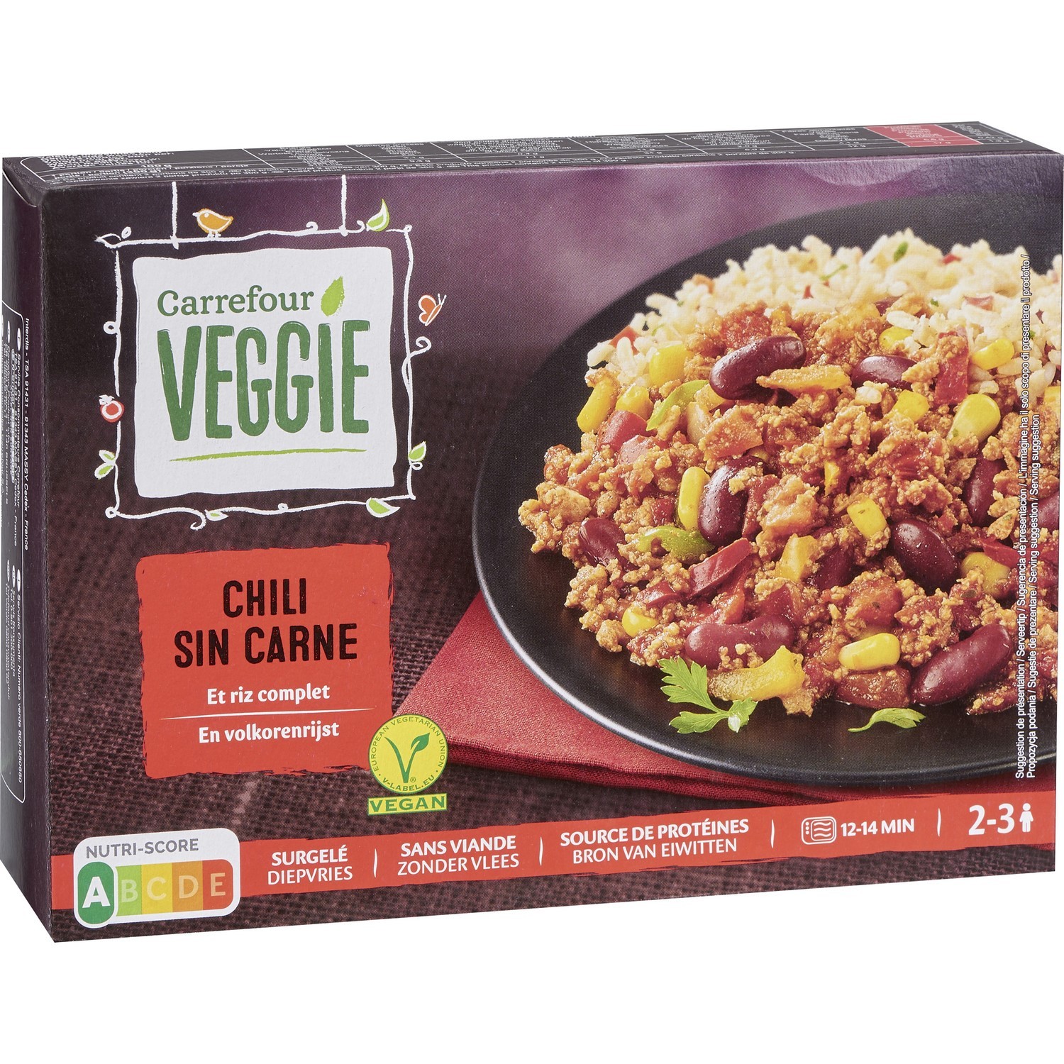 Plat cuisiné chili sin carne riz complet CARREF...