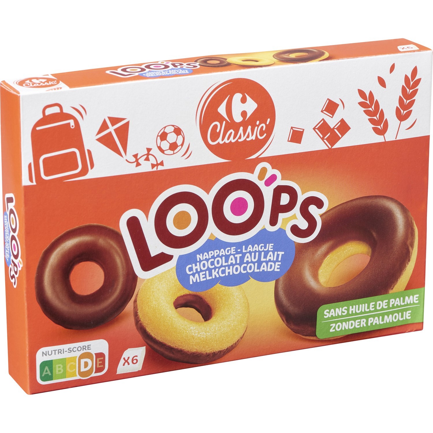 Gâteaux Loops chocolat lait CARREFOUR CLASSIC'